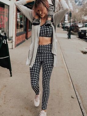 Albion Blanche Gingham High Waisted Stride Leggings